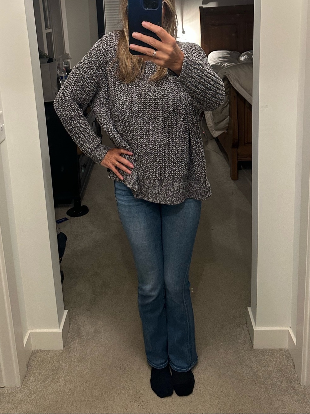 American Eagle Outfitters Gray Marled Crewneck Sweater